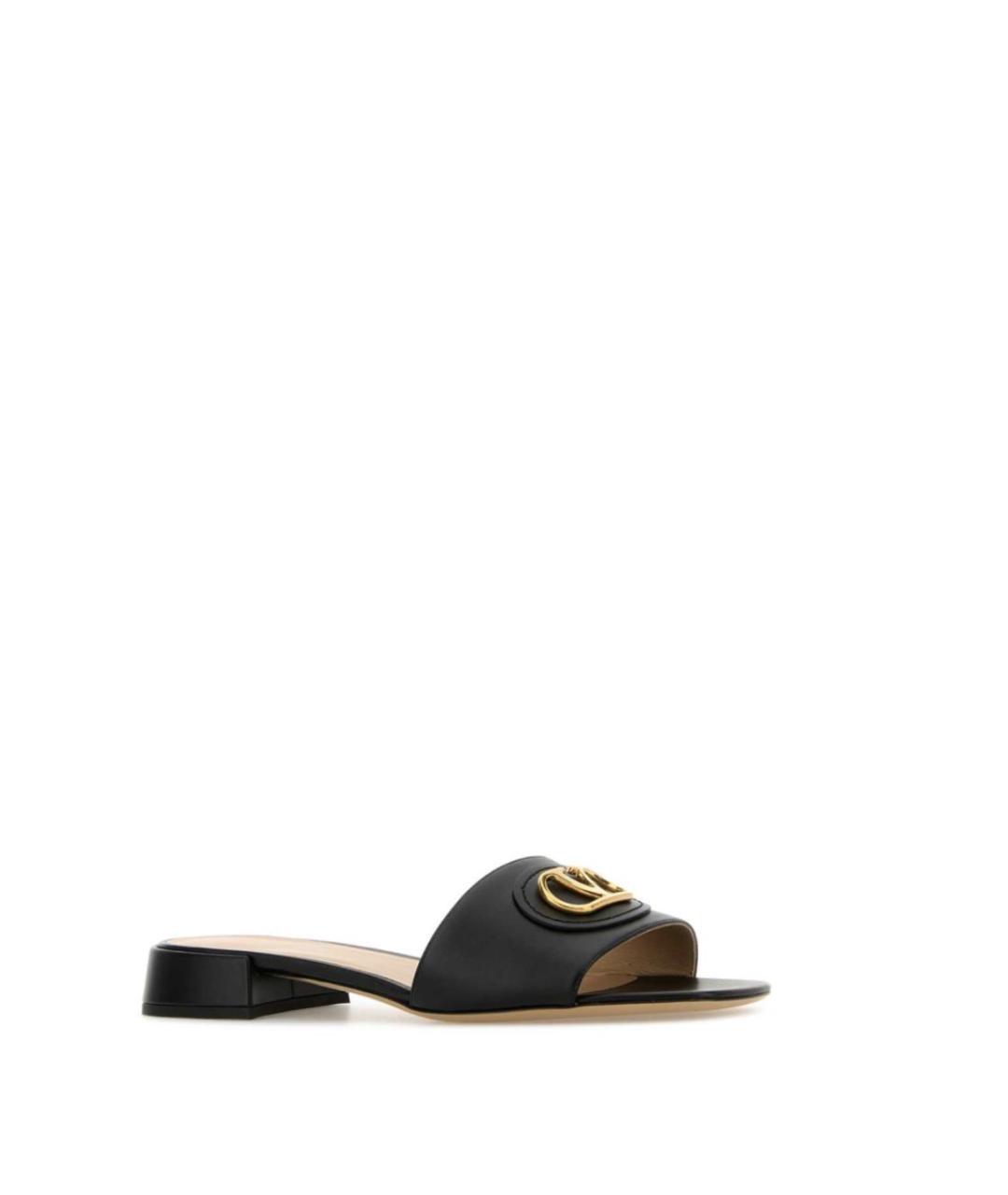 VALENTINO Черные кожаные шлепанцы, фото 2