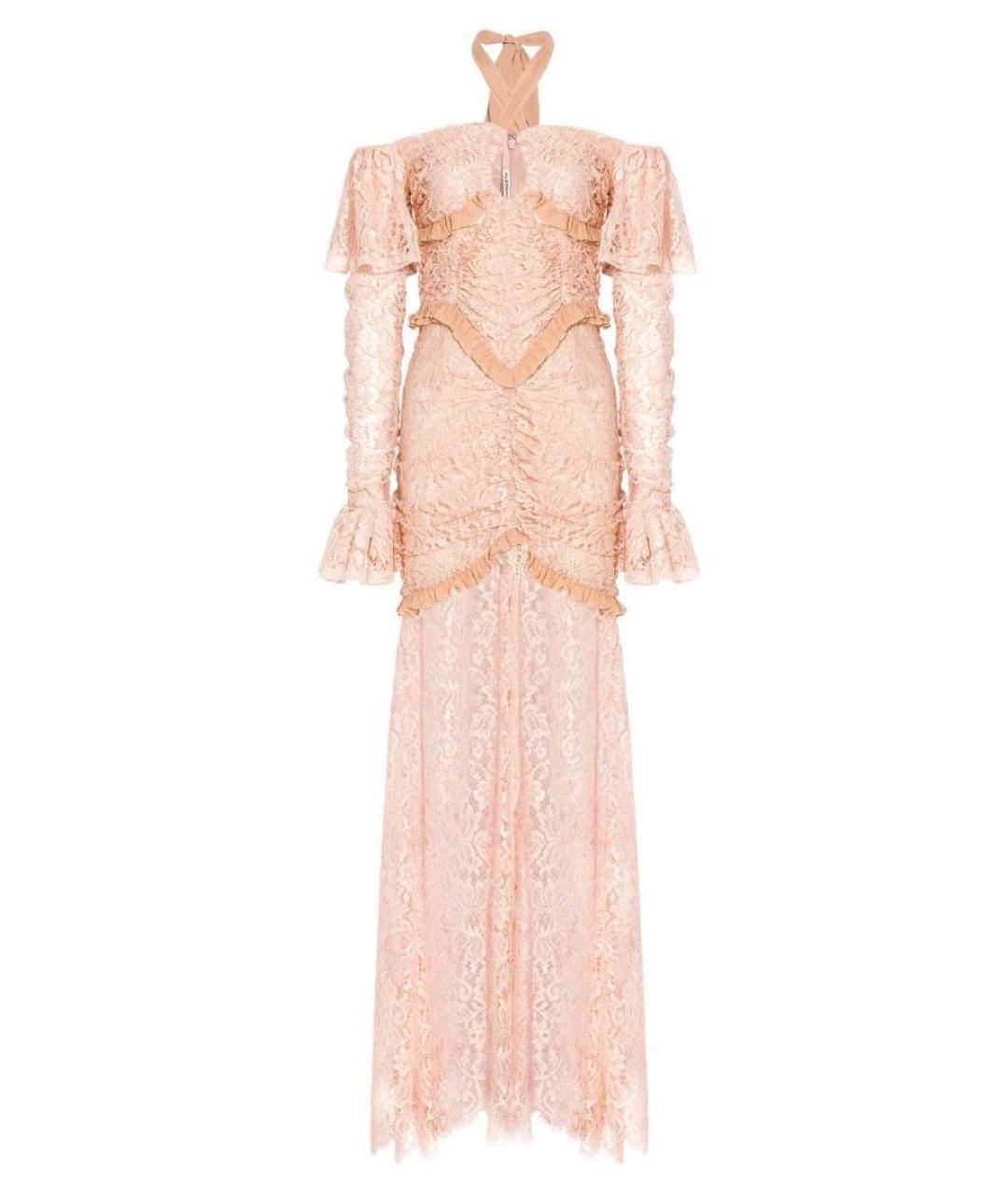 ALESSANDRA RICH Бежевое кружевное вечернее платье, фото 1