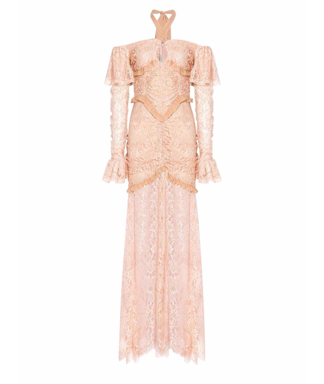 ALESSANDRA RICH Бежевое кружевное вечернее платье, фото 1