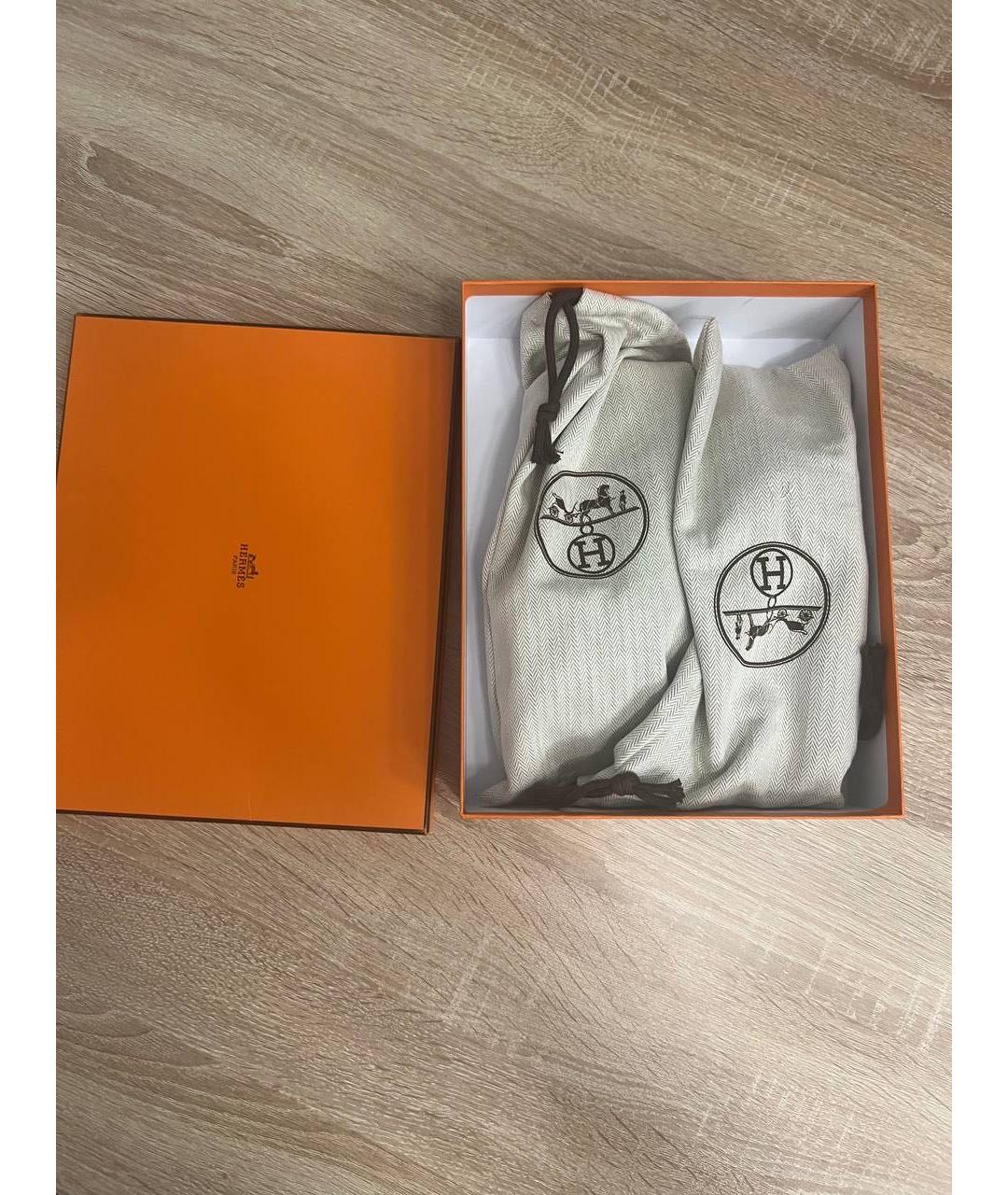 HERMES Фиолетовые замшевые шлепанцы, фото 6