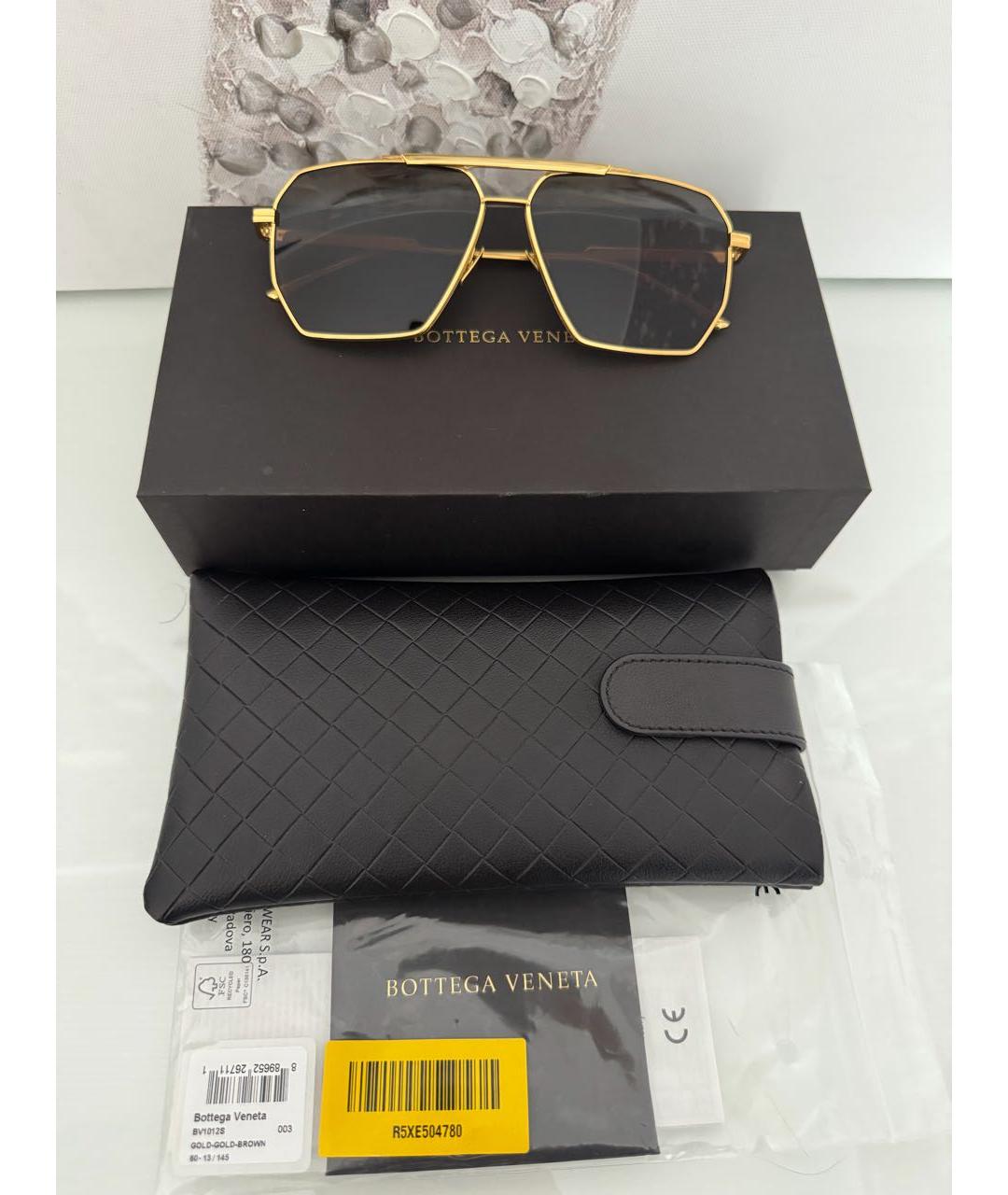 BOTTEGA VENETA Черные металлические солнцезащитные очки, фото 4