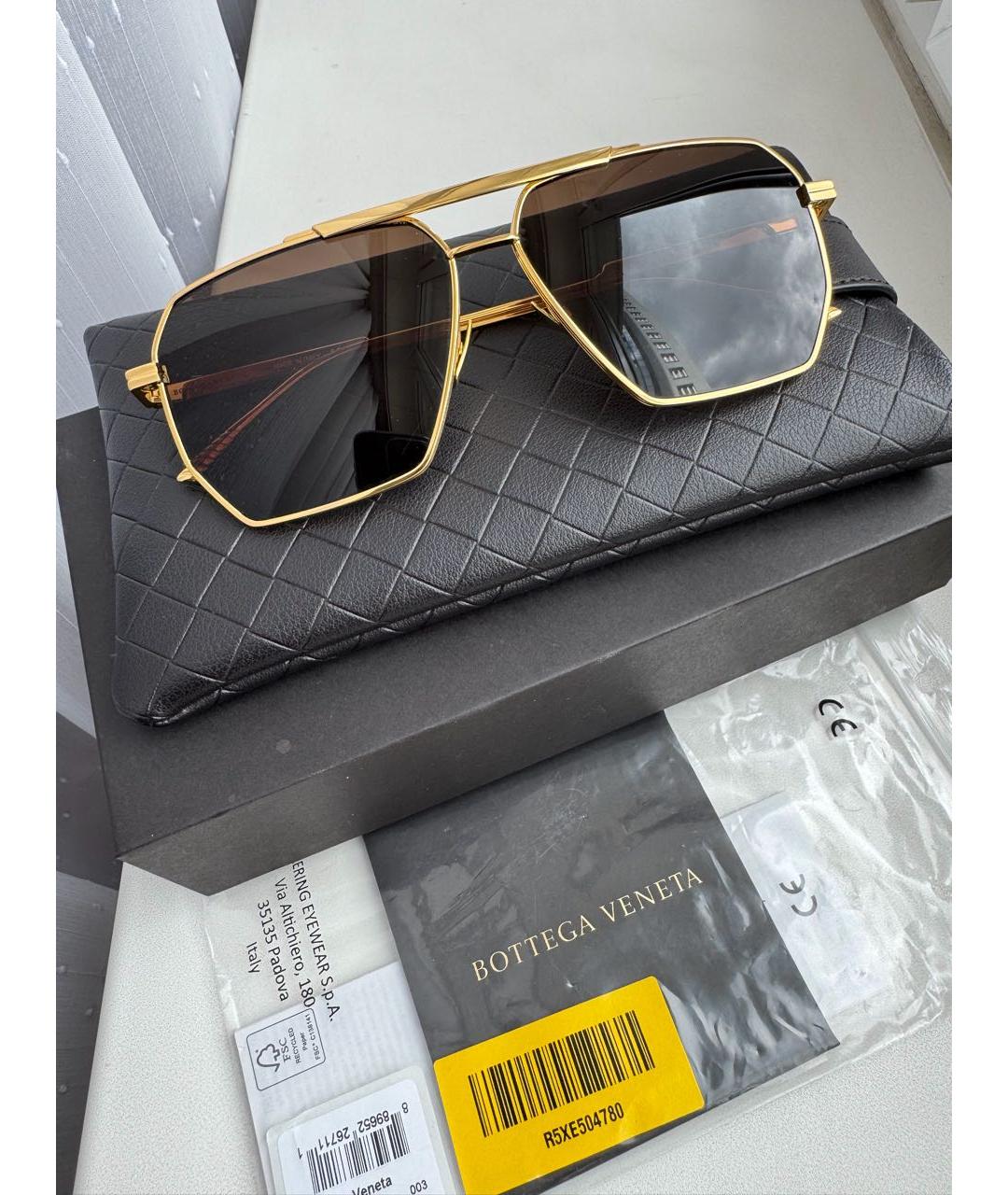 BOTTEGA VENETA Черные металлические солнцезащитные очки, фото 2