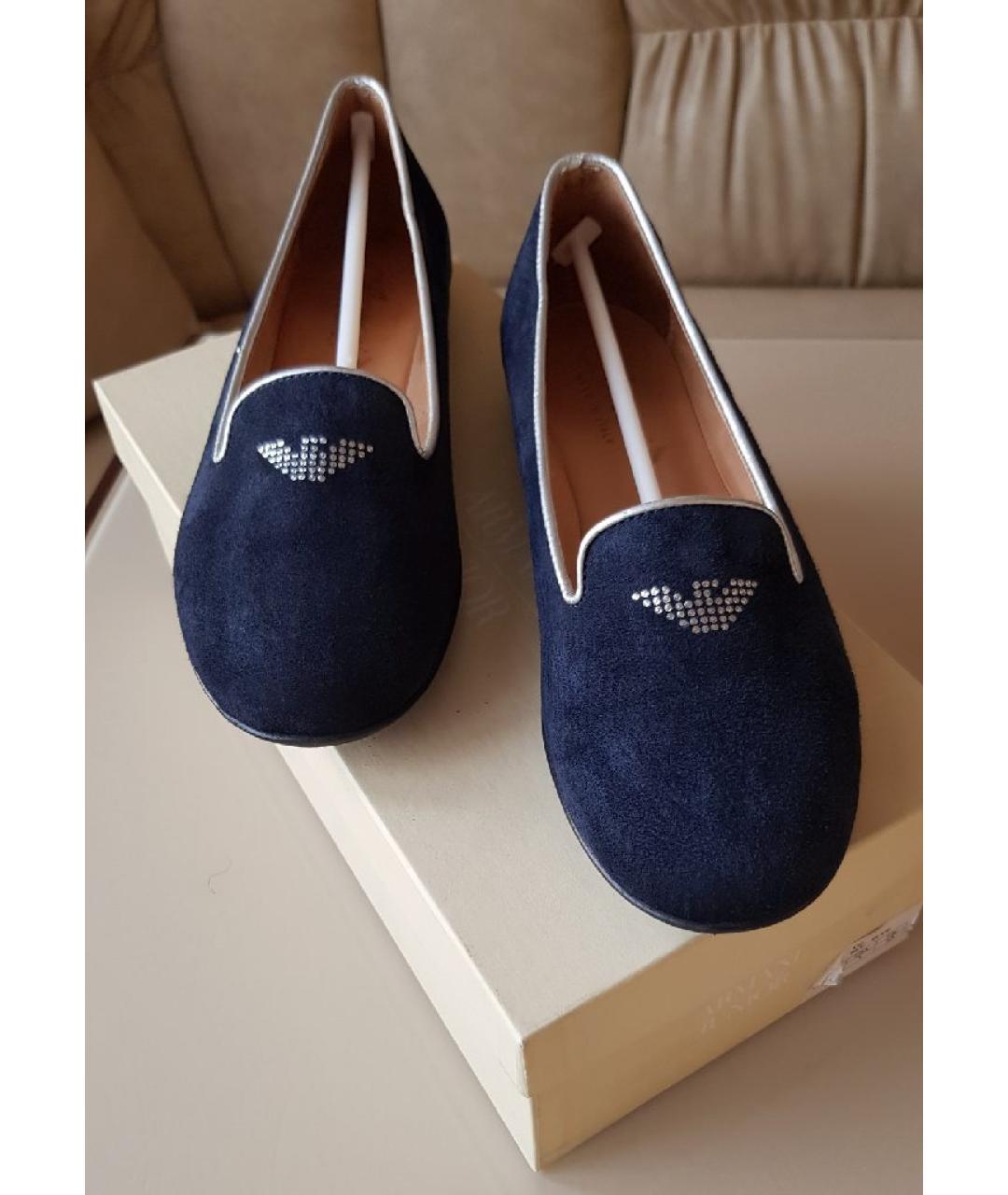 ARMANI JUNIOR Темно-синие замшевые мокасины, фото 2