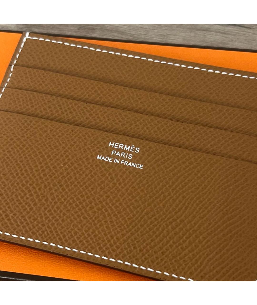 HERMES Коричневый кожаный кардхолдер, фото 3