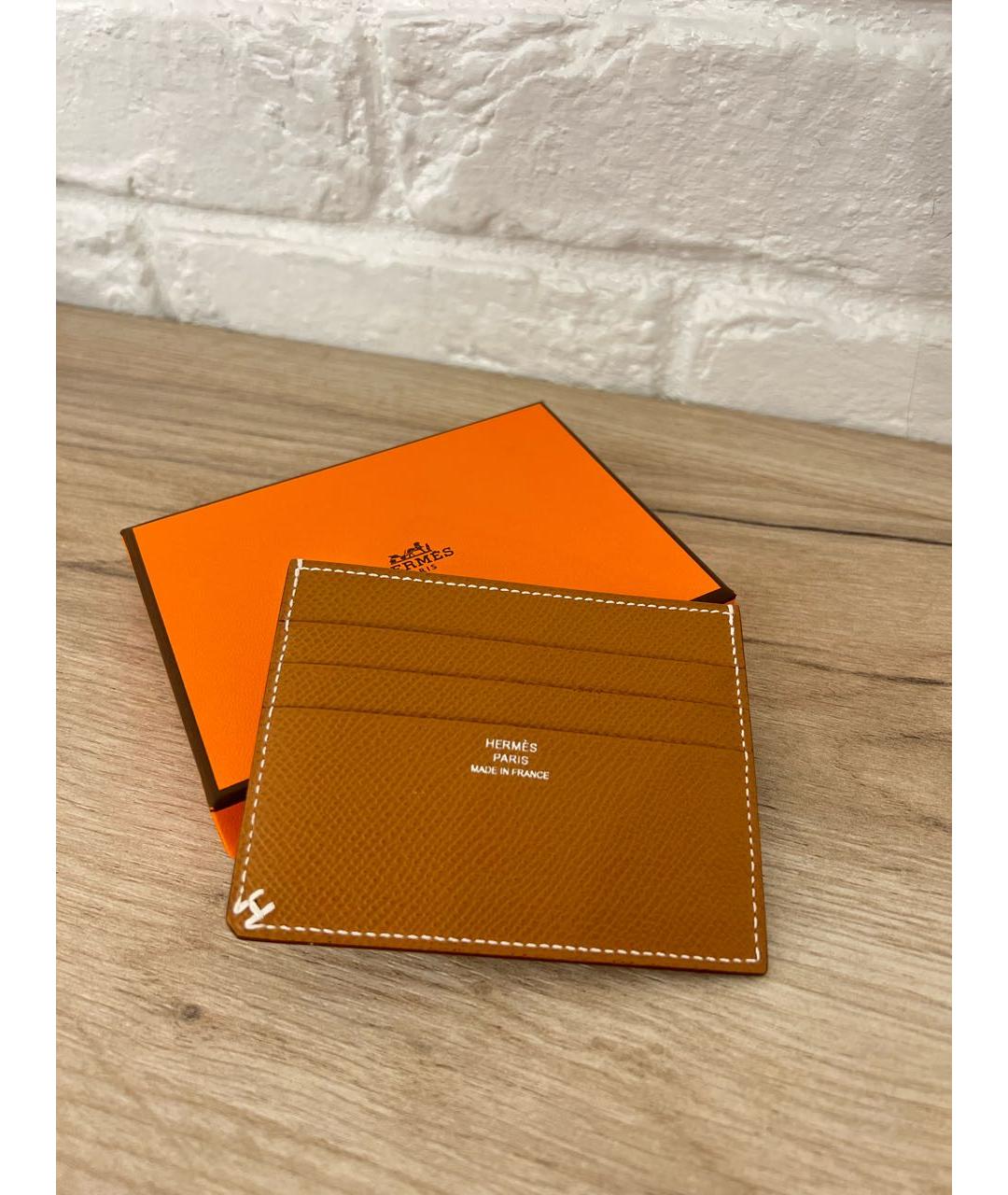 HERMES Коричневый кожаный кардхолдер, фото 4