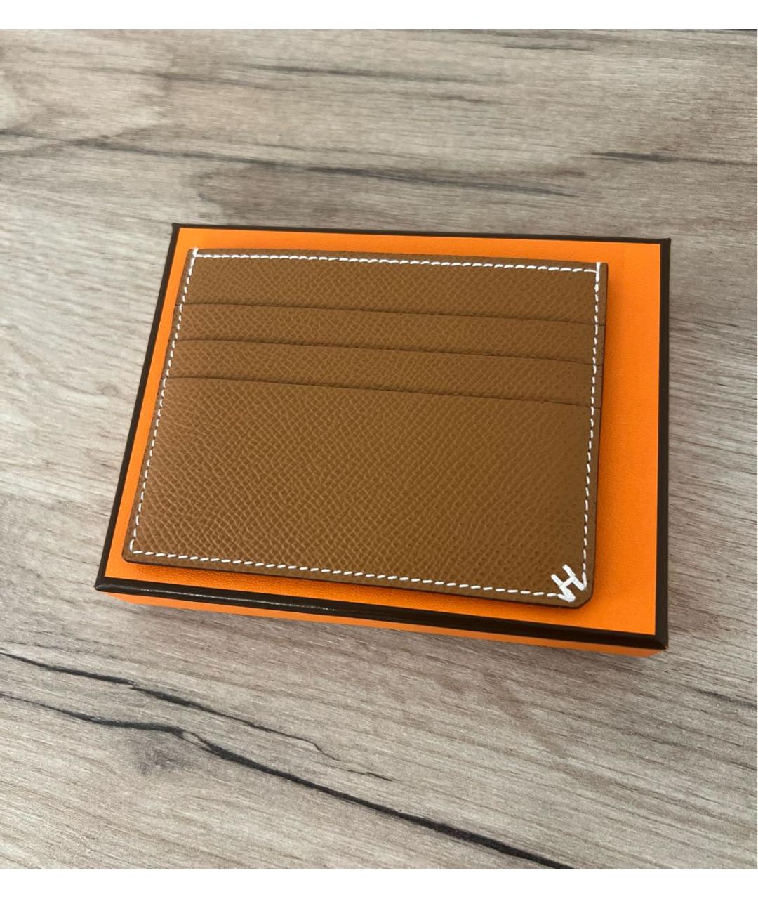 HERMES Коричневый кожаный кардхолдер, фото 2