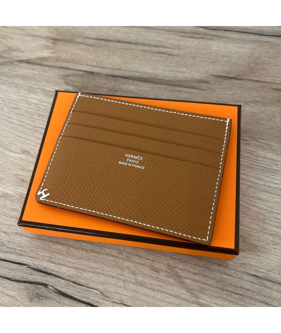 HERMES Коричневый кожаный кардхолдер, фото 5