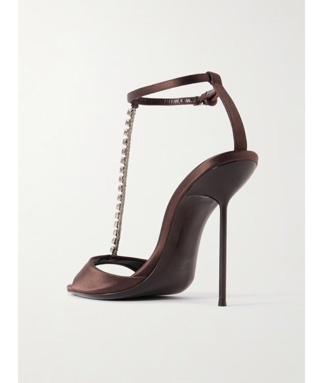 PARIS TEXAS Коричневые кожаные босоножки, фото 3