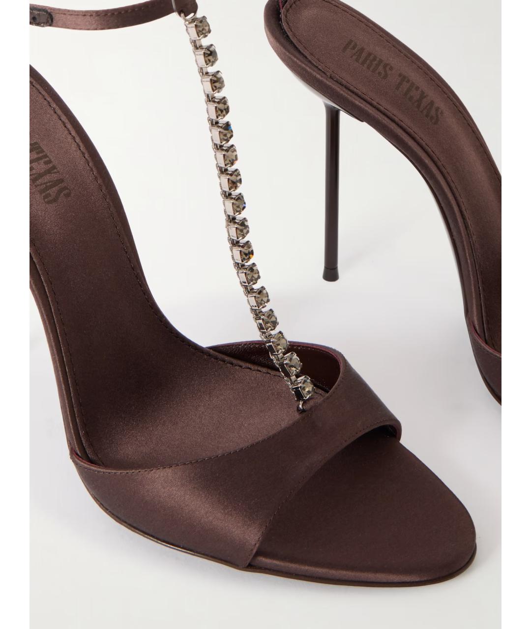 PARIS TEXAS Коричневые кожаные босоножки, фото 4