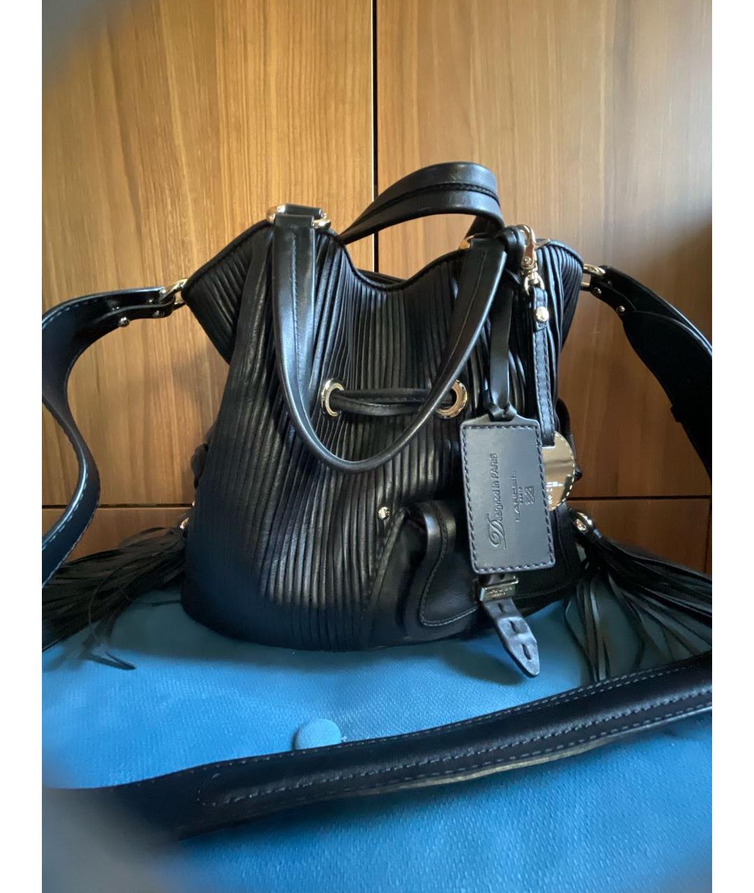 LANCEL Черная кожаная сумка с короткими ручками, фото 5