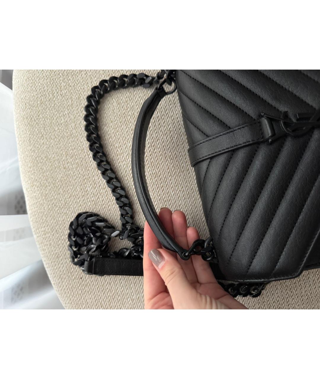 SAINT LAURENT Черная кожаная сумка через плечо, фото 5