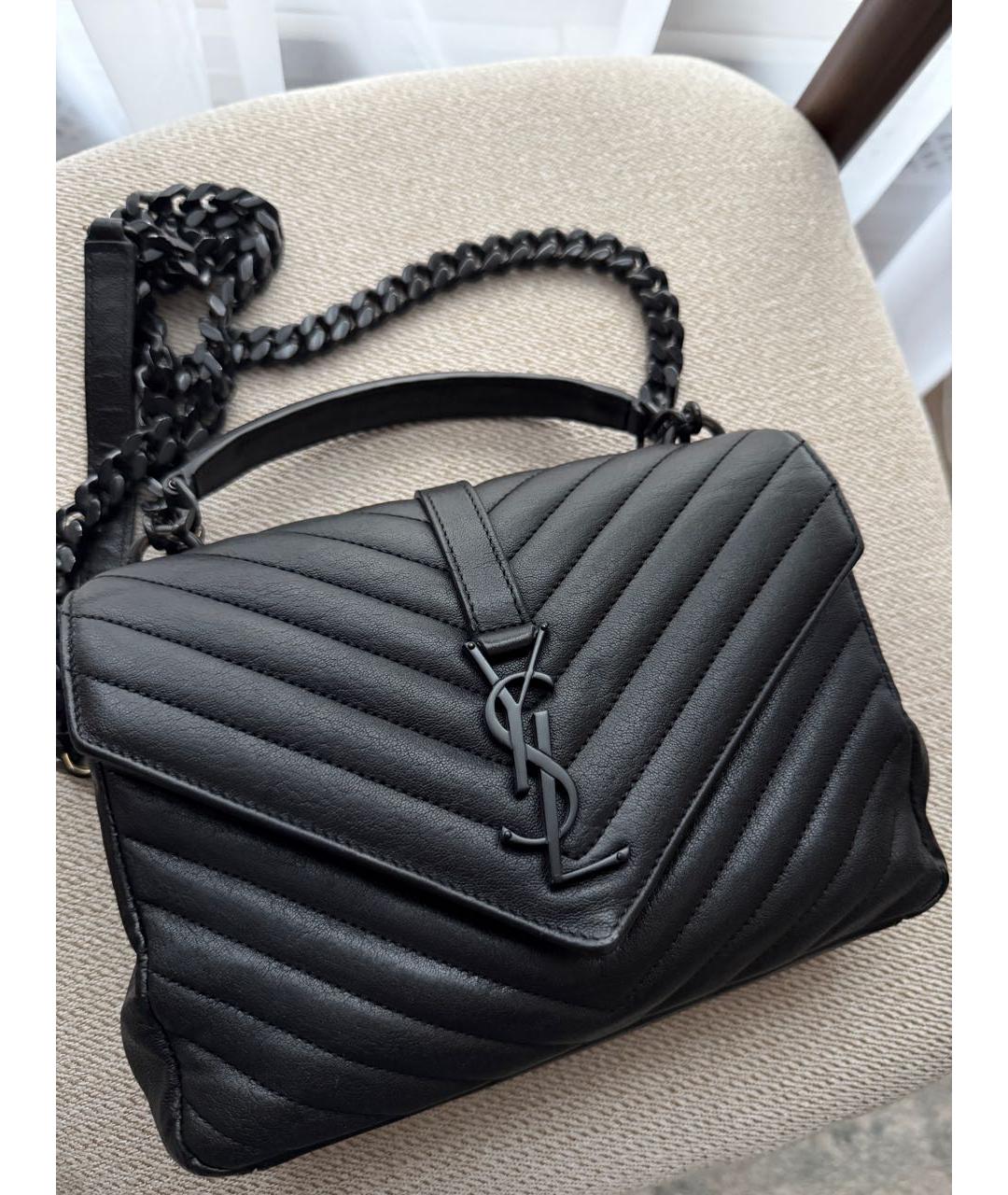 SAINT LAURENT Черная кожаная сумка через плечо, фото 7