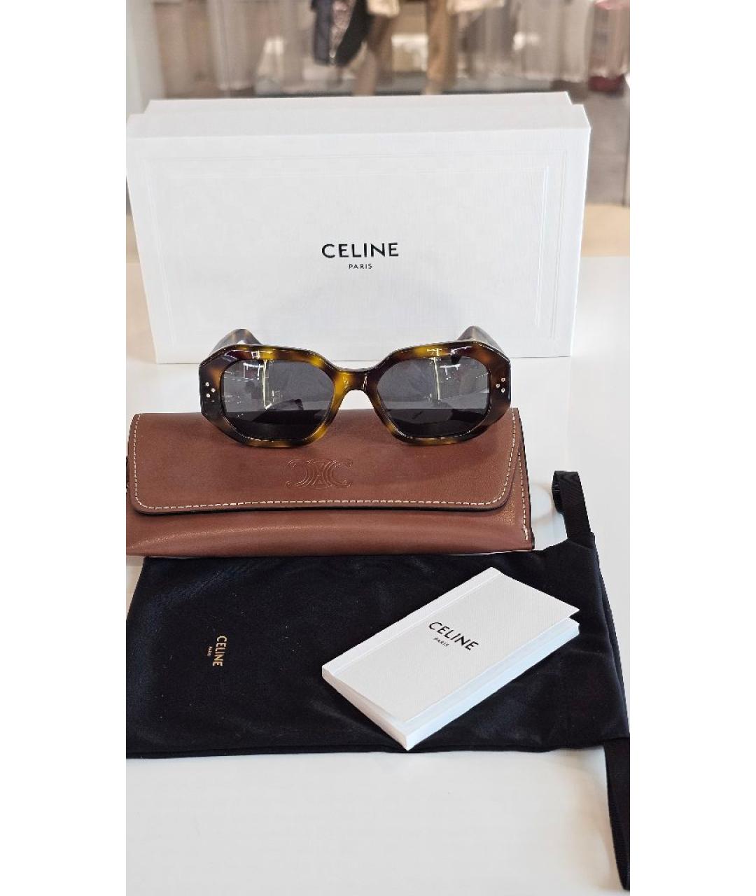 CELINE Коричневые пластиковые солнцезащитные очки, фото 5