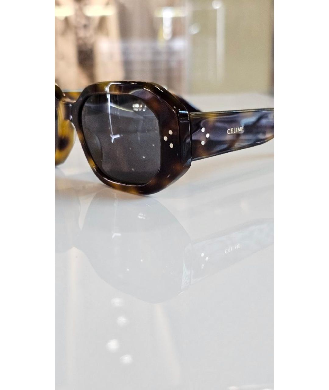 CELINE Коричневые пластиковые солнцезащитные очки, фото 2