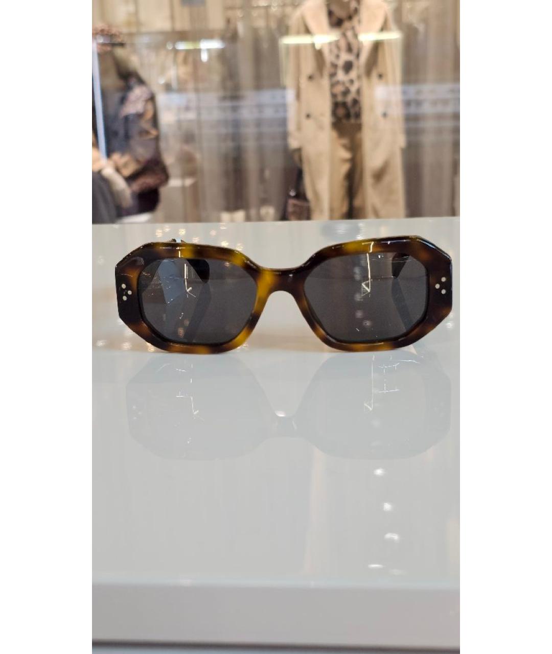 CELINE Коричневые пластиковые солнцезащитные очки, фото 6