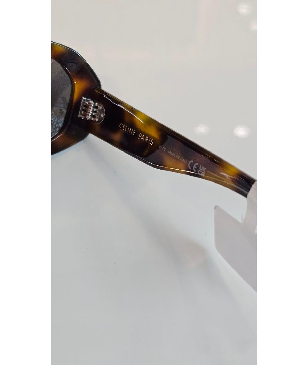 CELINE Коричневые пластиковые солнцезащитные очки, фото 4