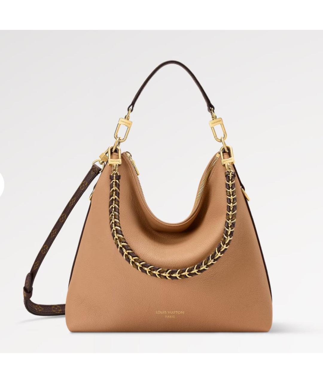 LOUIS VUITTON Бежевая кожаная сумка тоут, фото 5