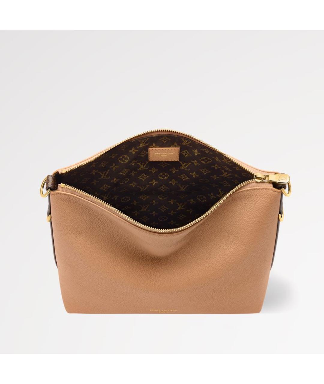 LOUIS VUITTON Бежевая кожаная сумка тоут, фото 4