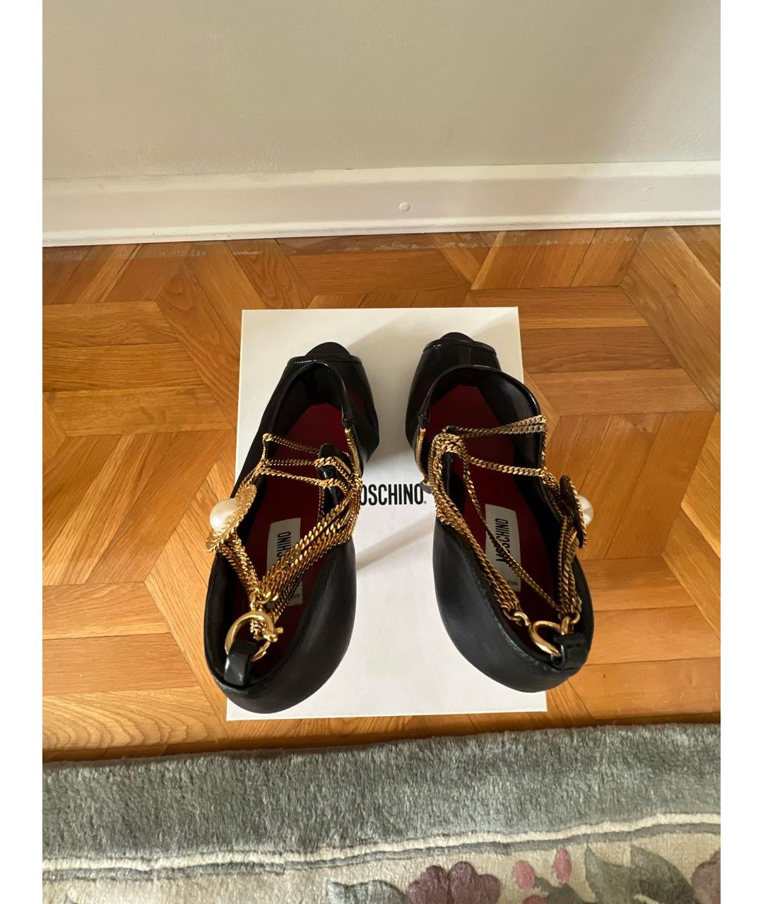 MOSCHINO Черные кожаные туфли, фото 3