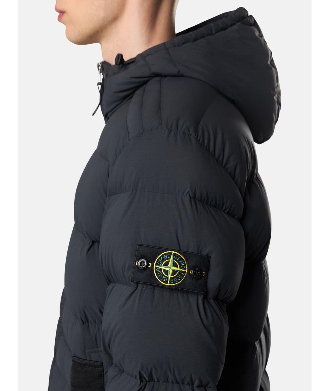STONE ISLAND Черный полиэстеровый пуховик, фото 3