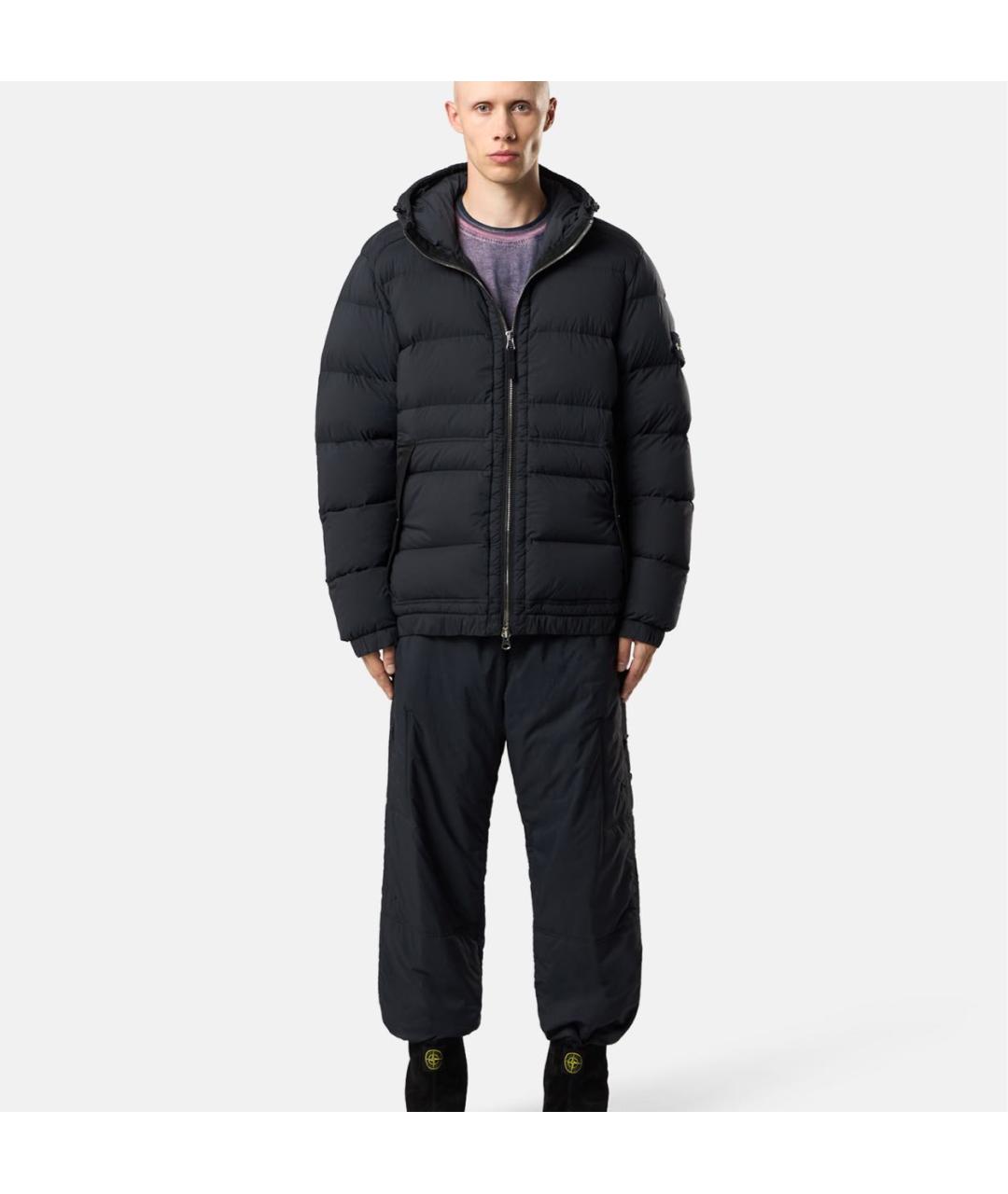 STONE ISLAND Черный полиэстеровый пуховик, фото 2