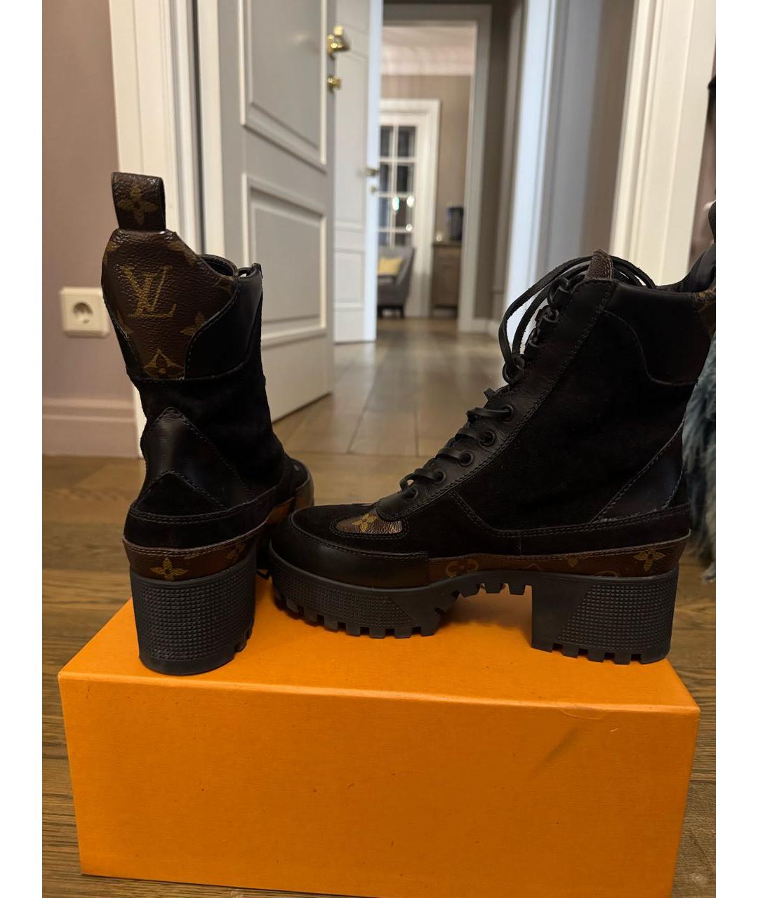 LOUIS VUITTON Черные кожаные ботинки, фото 3