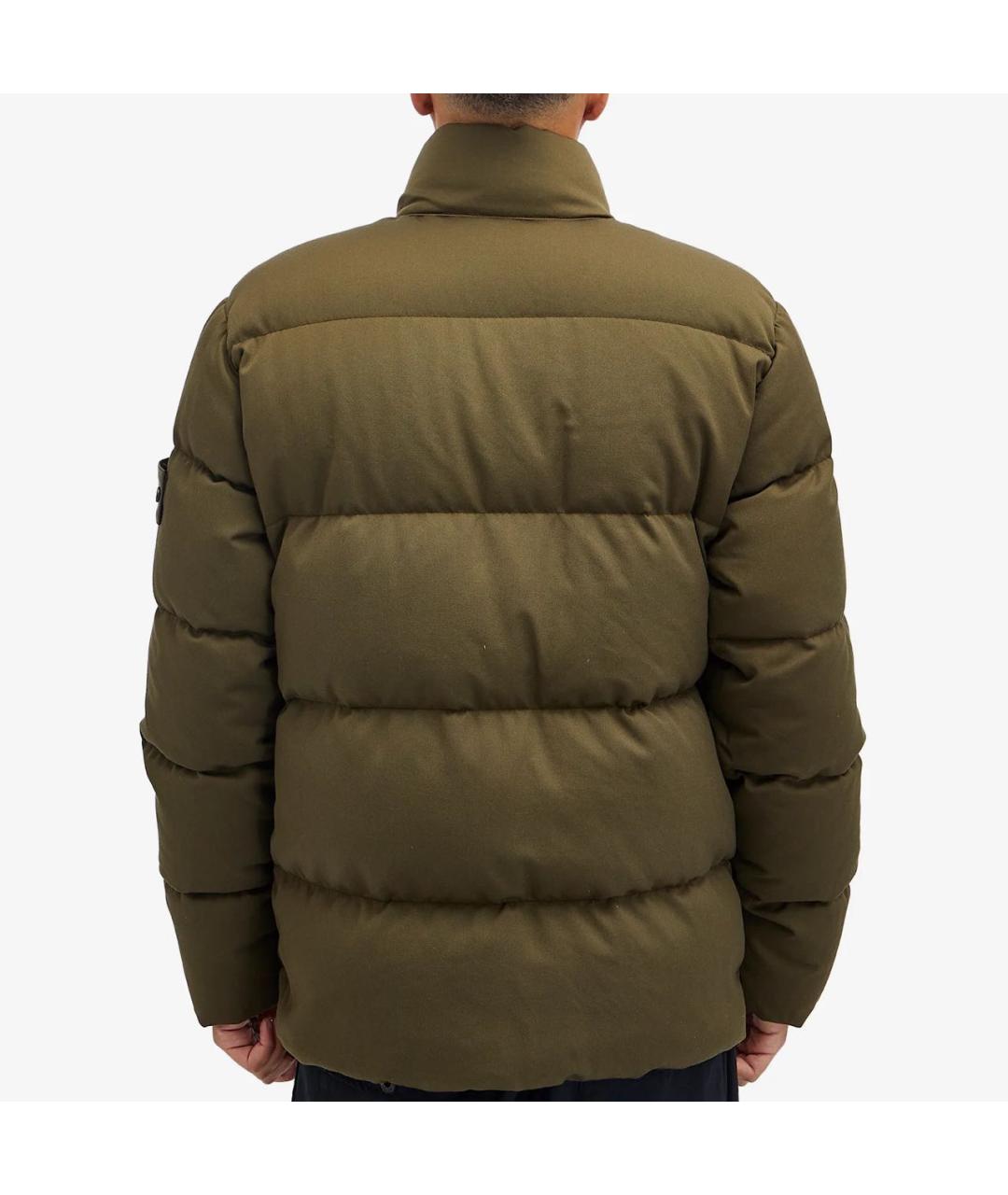 STONE ISLAND Зеленый полиэстеровый пуховик, фото 3