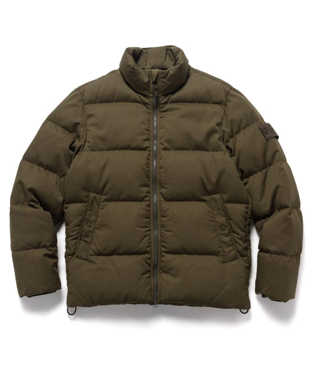 STONE ISLAND Зеленый полиэстеровый пуховик, фото 5