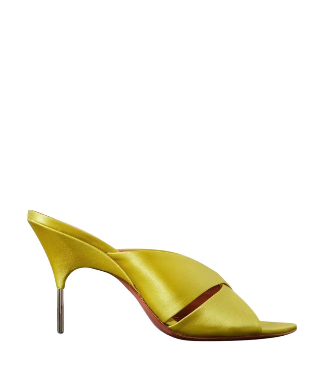 Amina Muaddi Зеленые кожаные мюли, фото 1