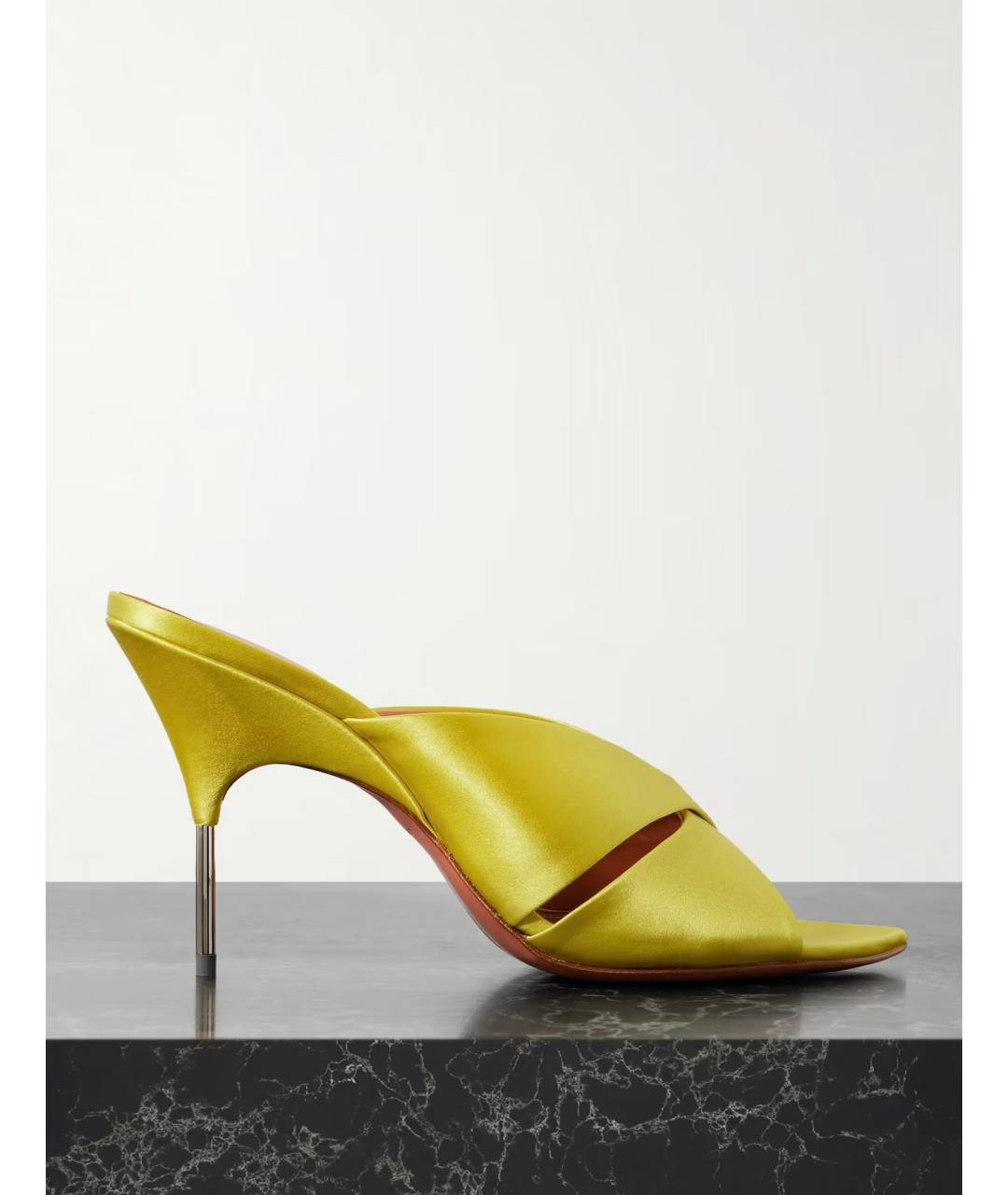 Amina Muaddi Зеленые кожаные мюли, фото 5