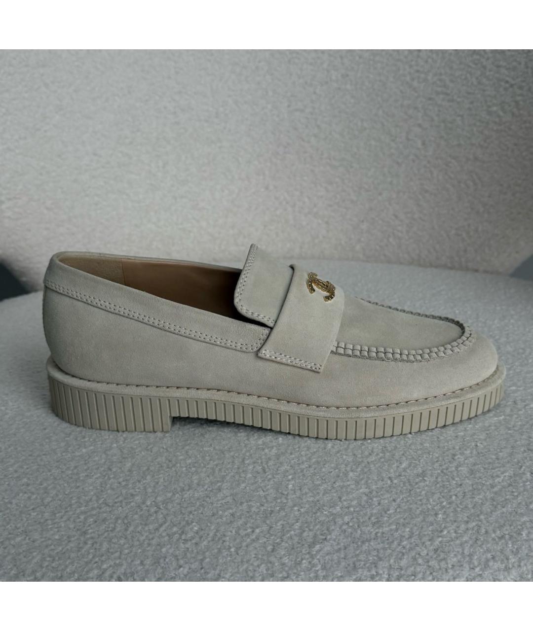 CHANEL Бежевые замшевые лоферы, фото 9