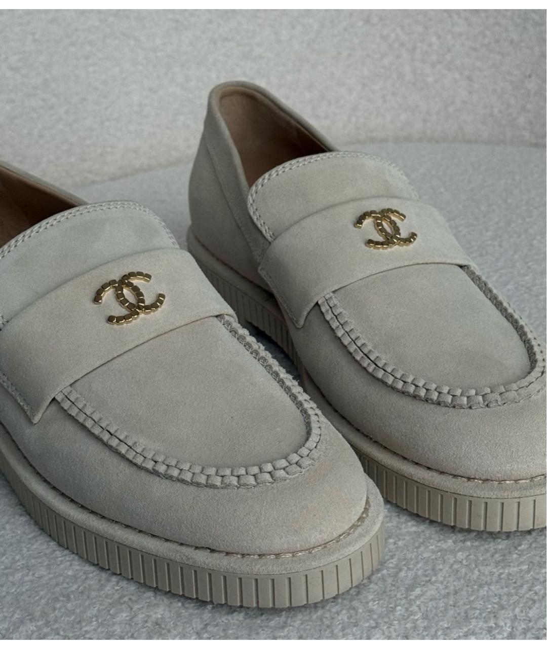 CHANEL Бежевые замшевые лоферы, фото 7