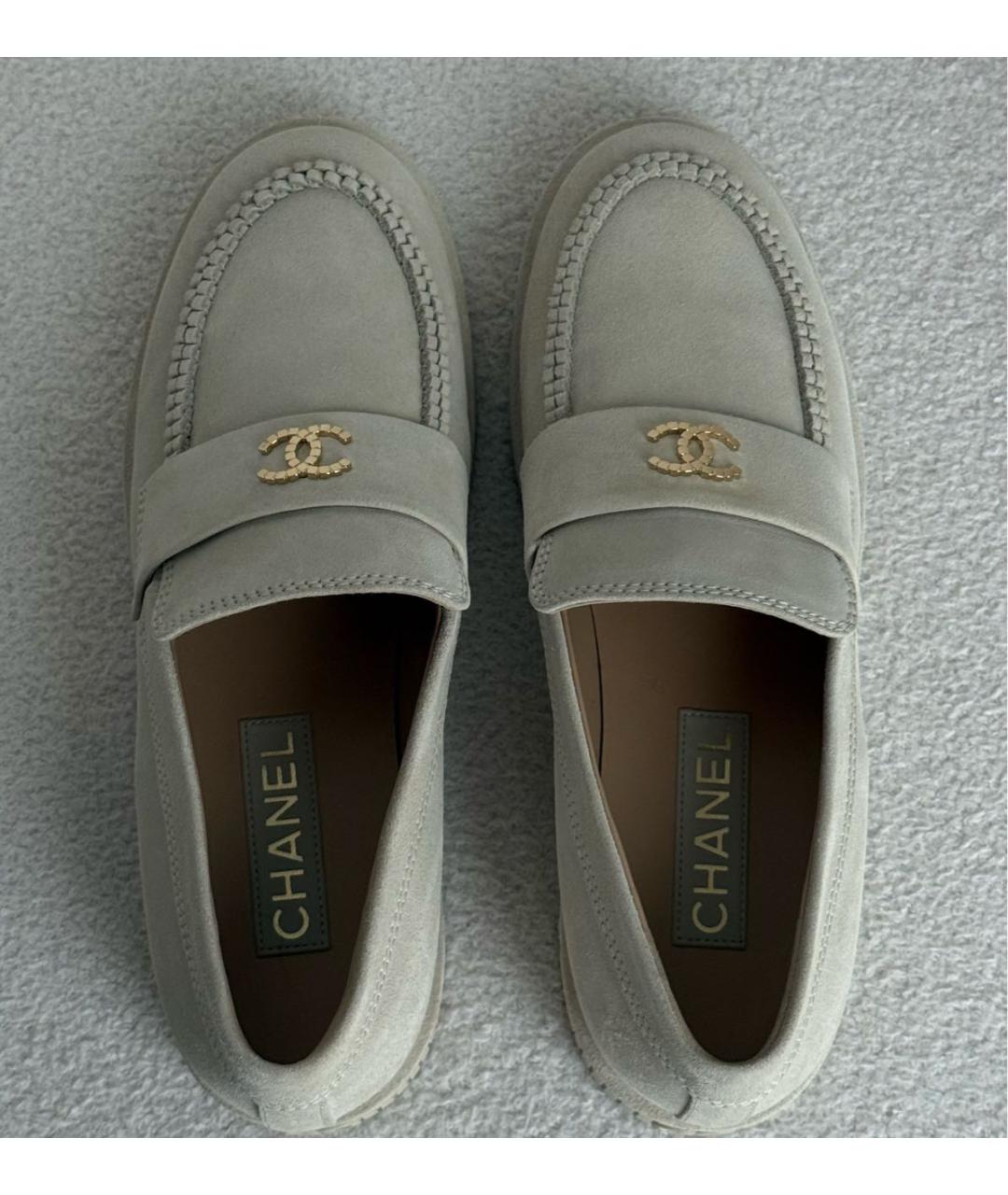 CHANEL Бежевые замшевые лоферы, фото 3