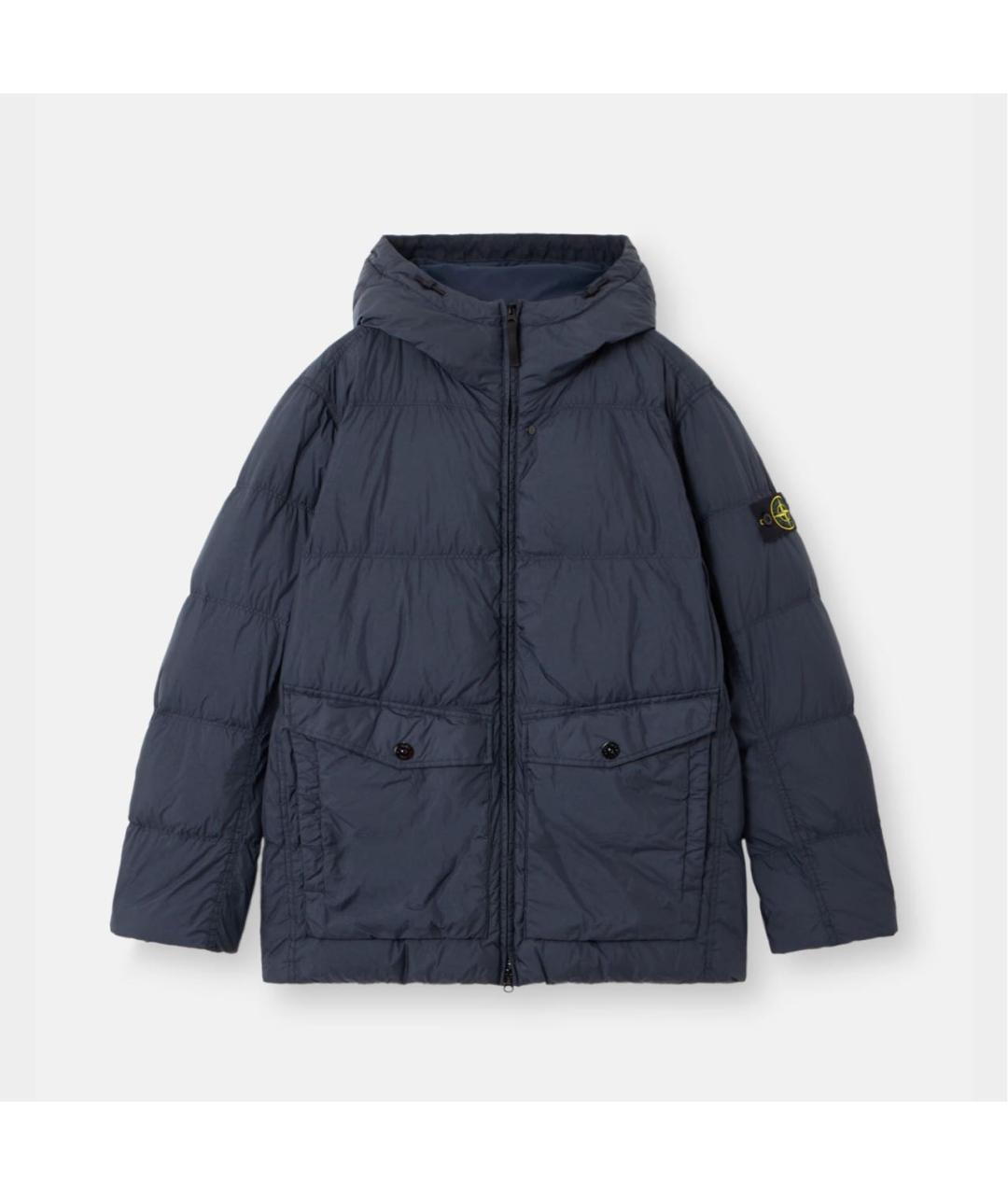 STONE ISLAND Темно-синий полиэстеровый пуховик, фото 5