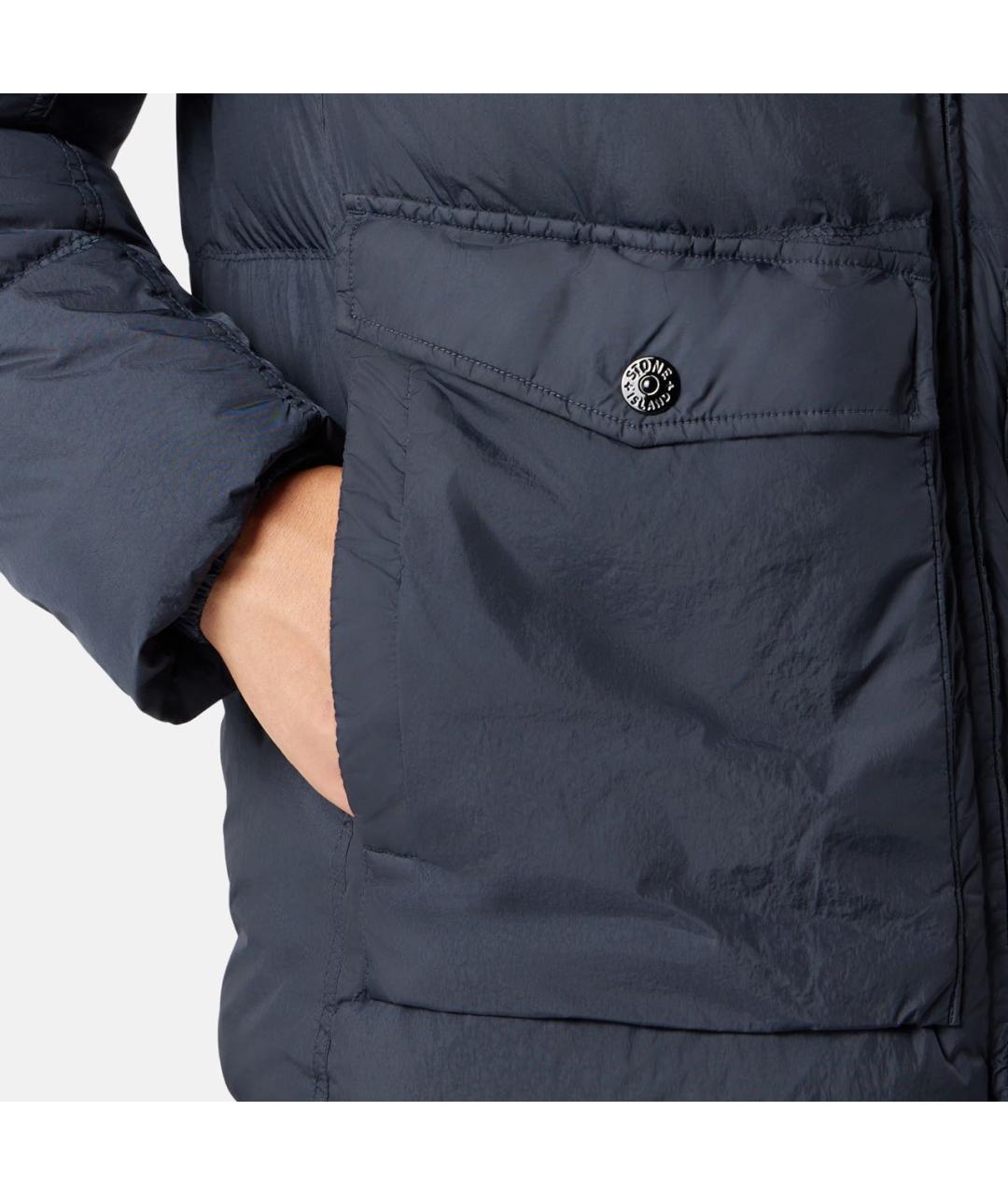 STONE ISLAND Темно-синий полиэстеровый пуховик, фото 3