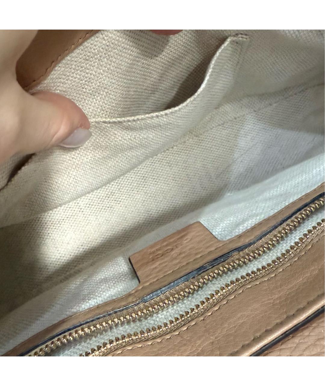 GUCCI Бежевая кожаная сумка через плечо, фото 6