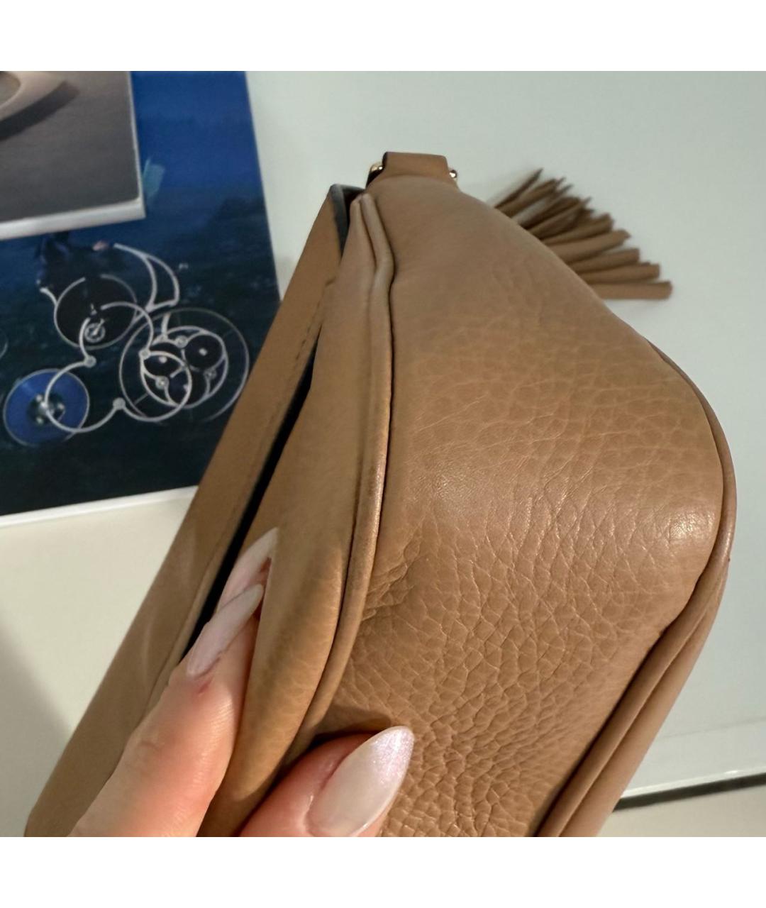 GUCCI Бежевая кожаная сумка через плечо, фото 8