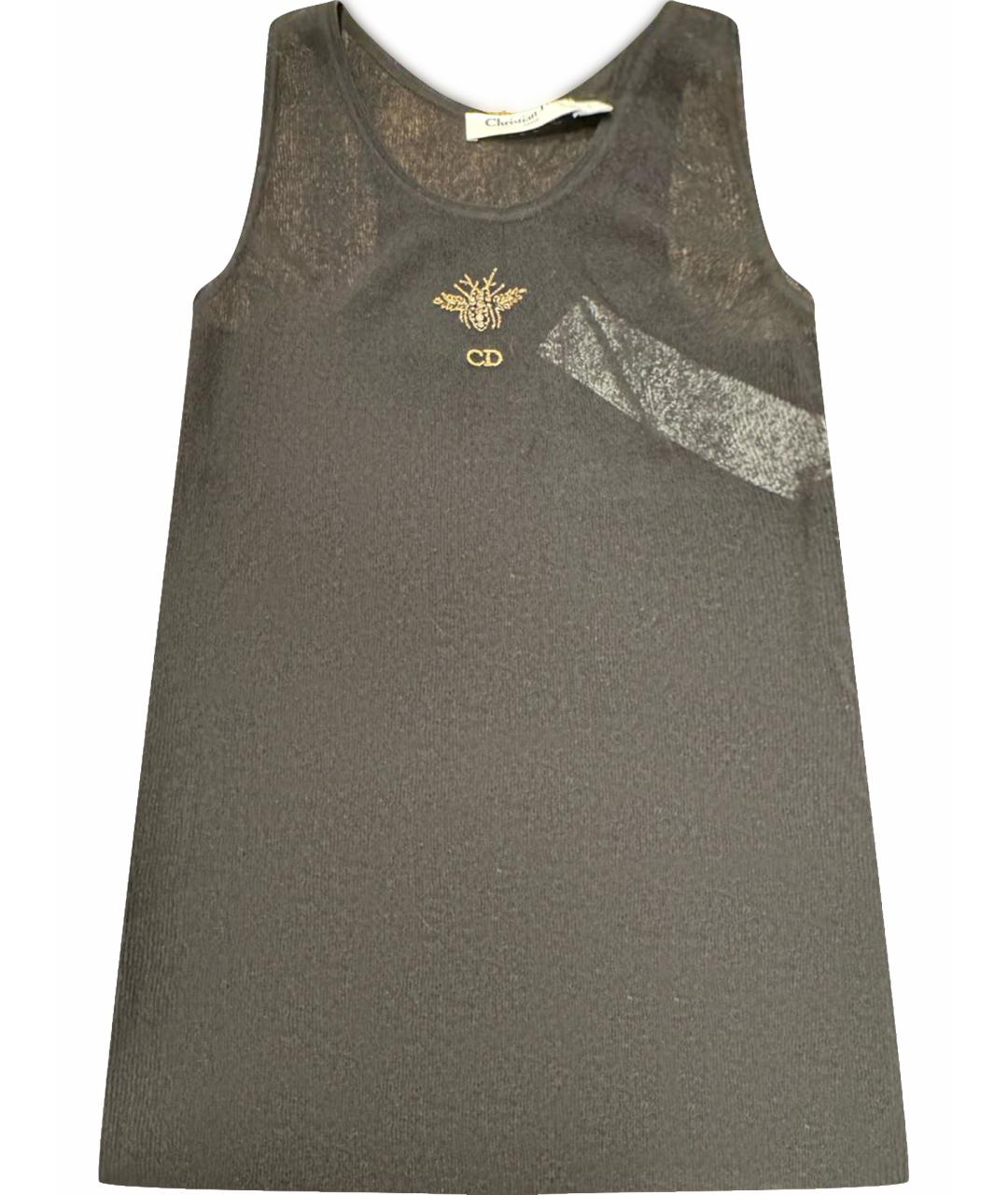 CHRISTIAN DIOR Черная хлопко-эластановая майка, фото 1