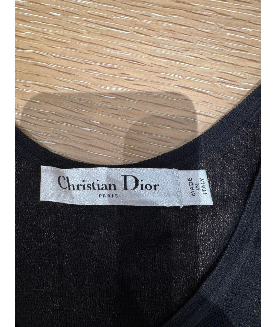 CHRISTIAN DIOR Черная хлопко-эластановая майка, фото 3