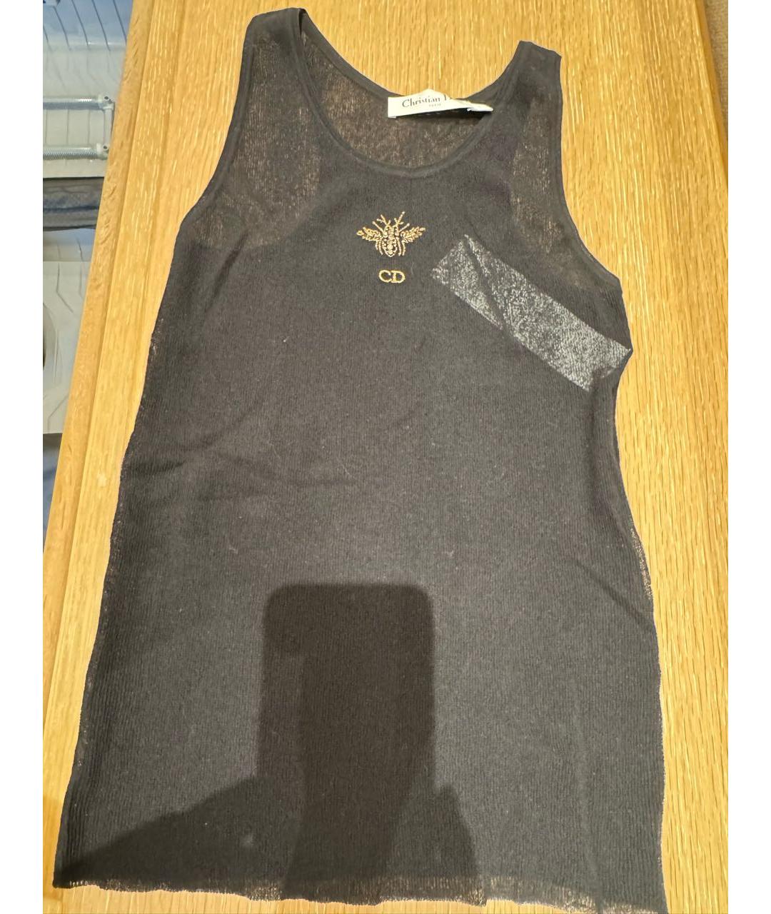 CHRISTIAN DIOR Черная хлопко-эластановая майка, фото 5