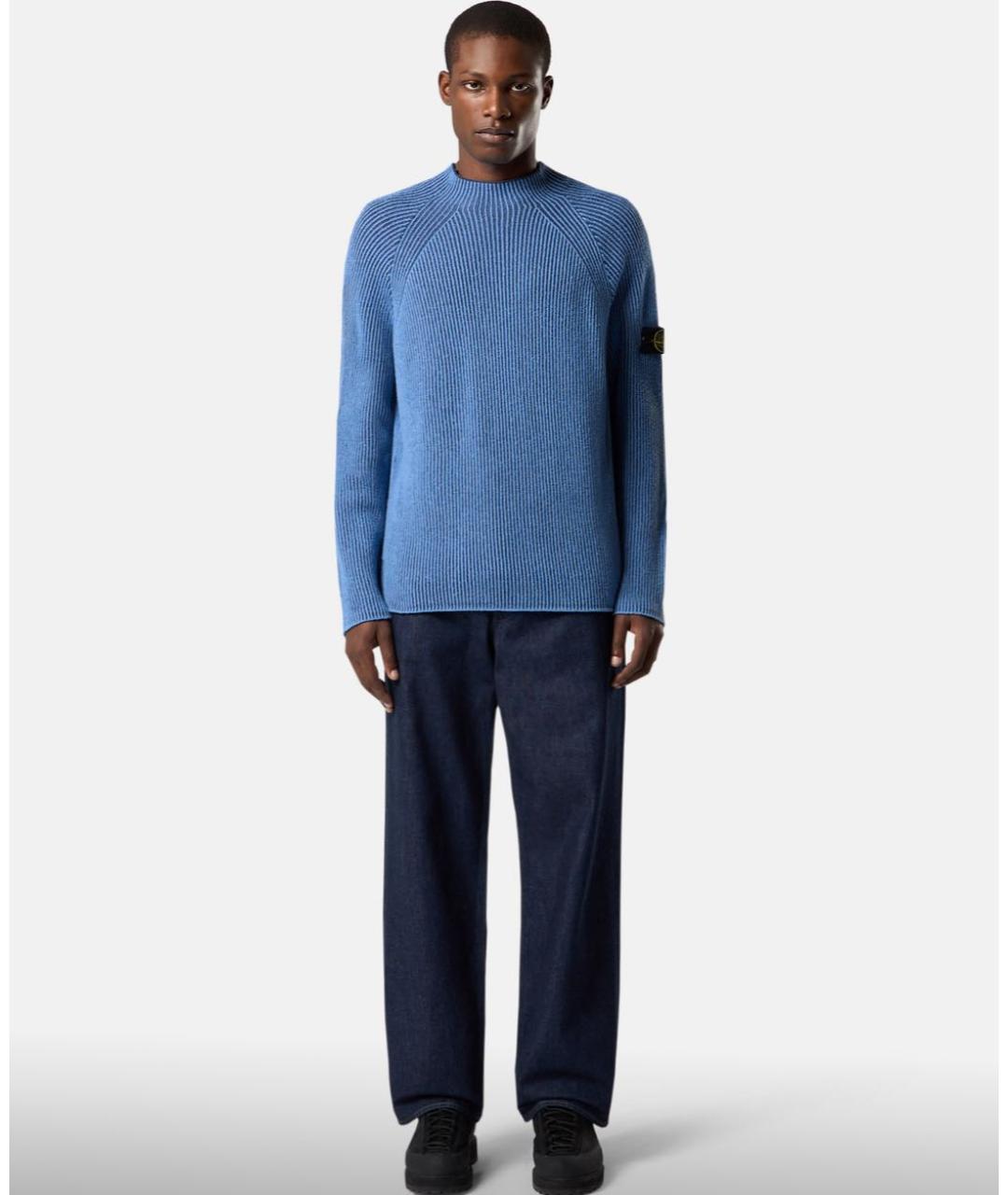 STONE ISLAND Темно-синие хлопковые прямые джинсы, фото 3