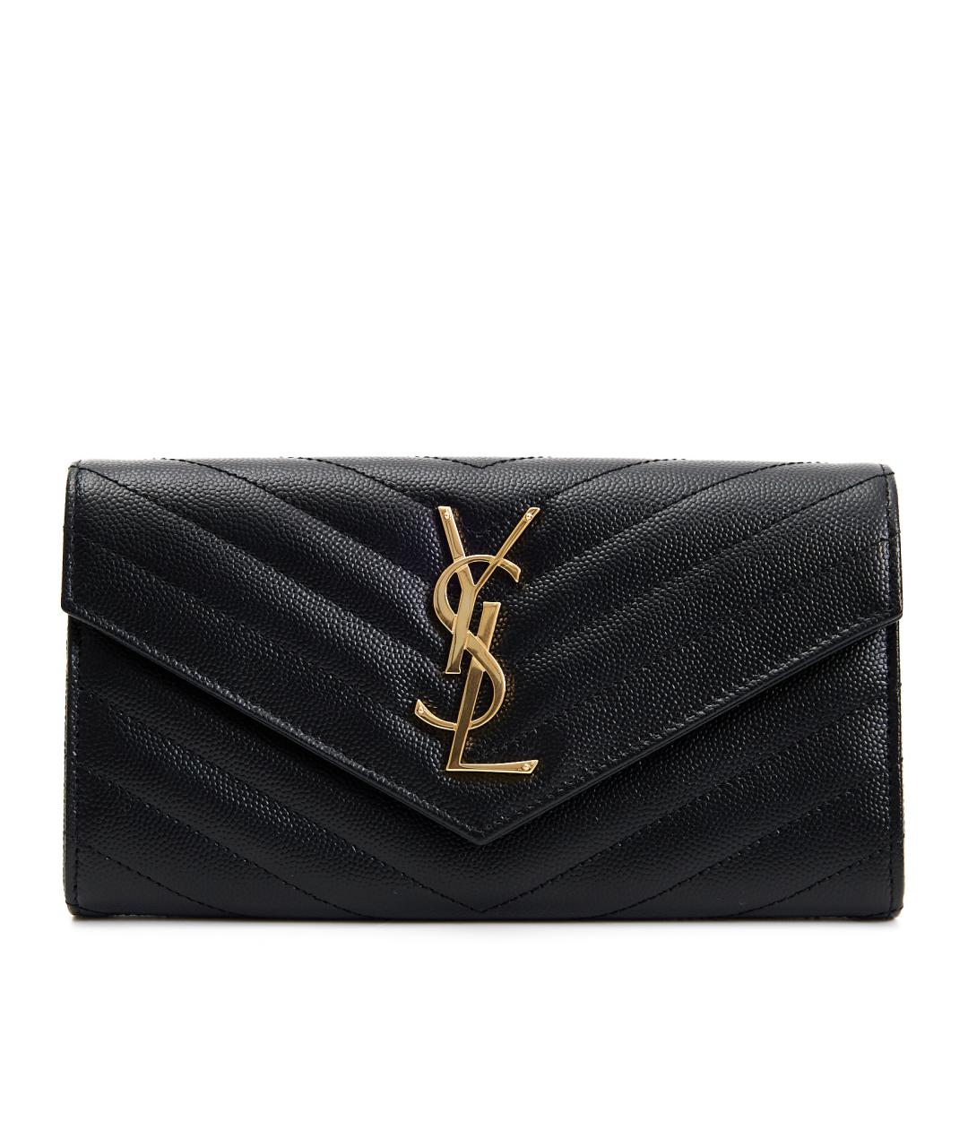 SAINT LAURENT Черный кожаный кошелек, фото 1