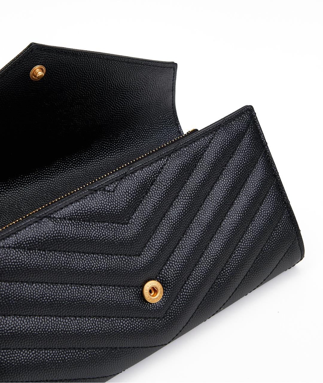 SAINT LAURENT Черный кожаный кошелек, фото 4