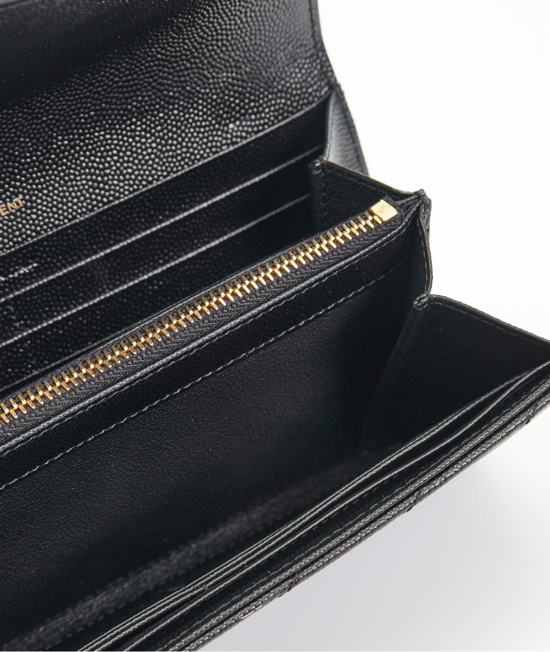 SAINT LAURENT Черный кожаный кошелек, фото 5