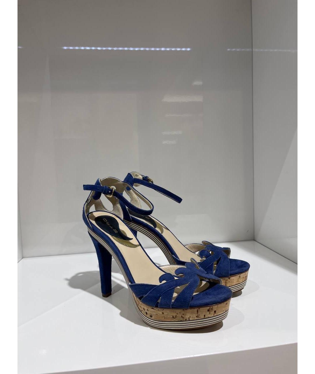 ETRO Синие замшевые босоножки, фото 4