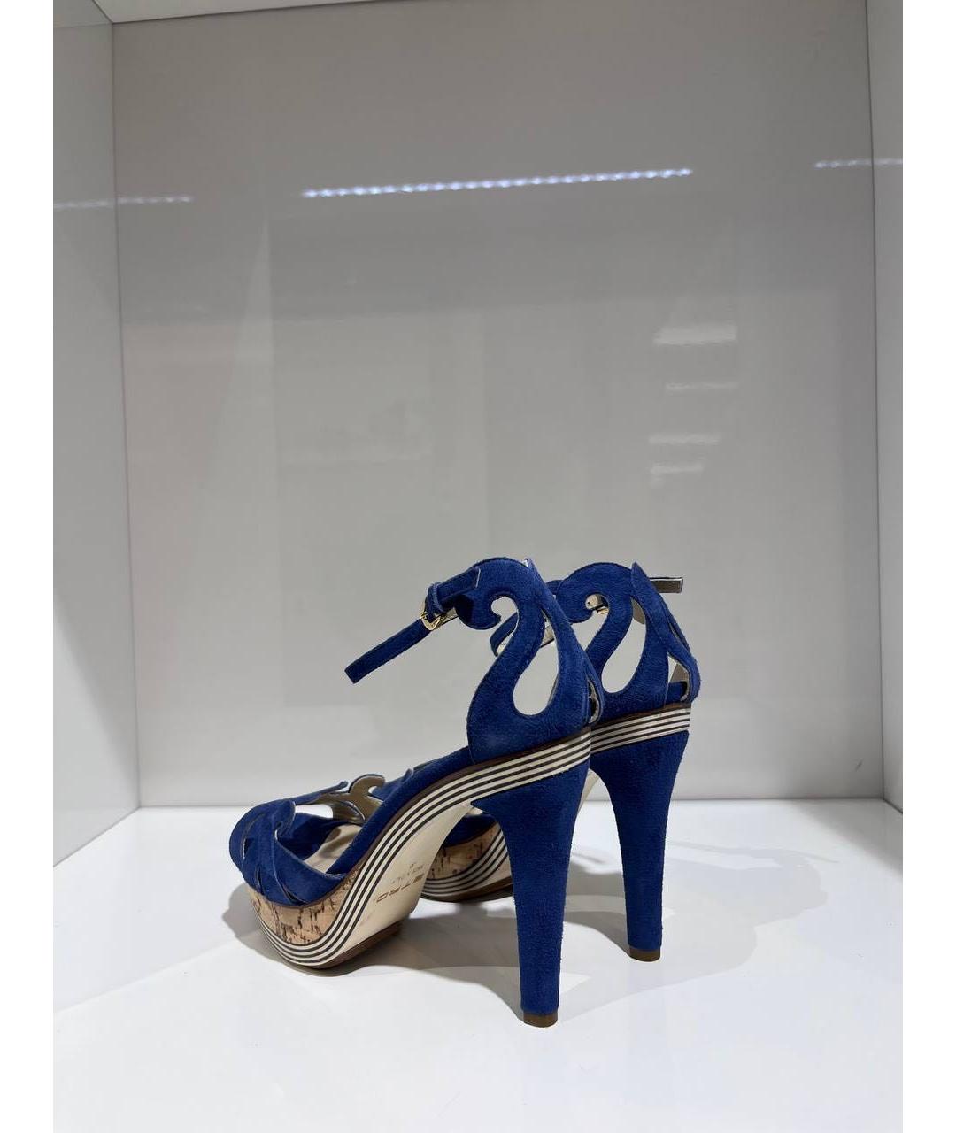 ETRO Синие замшевые босоножки, фото 3