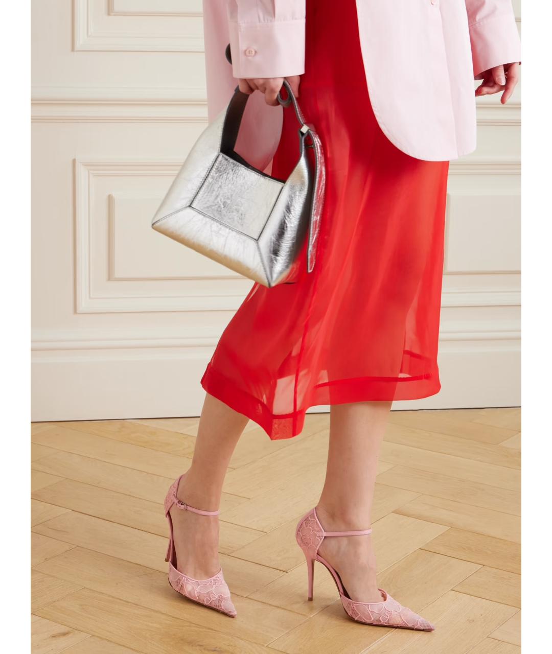 Amina Muaddi Розовые текстильные туфли, фото 2