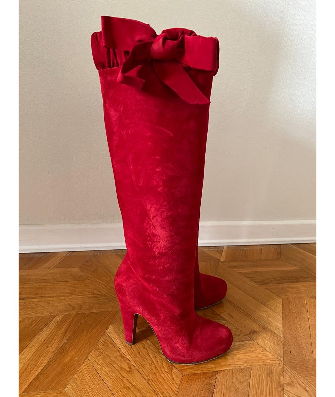 MOSCHINO Красные замшевые сапоги, фото 9