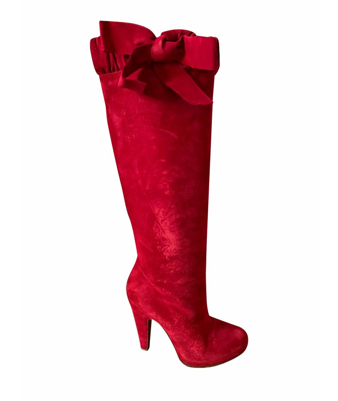 MOSCHINO Красные замшевые сапоги, фото 1