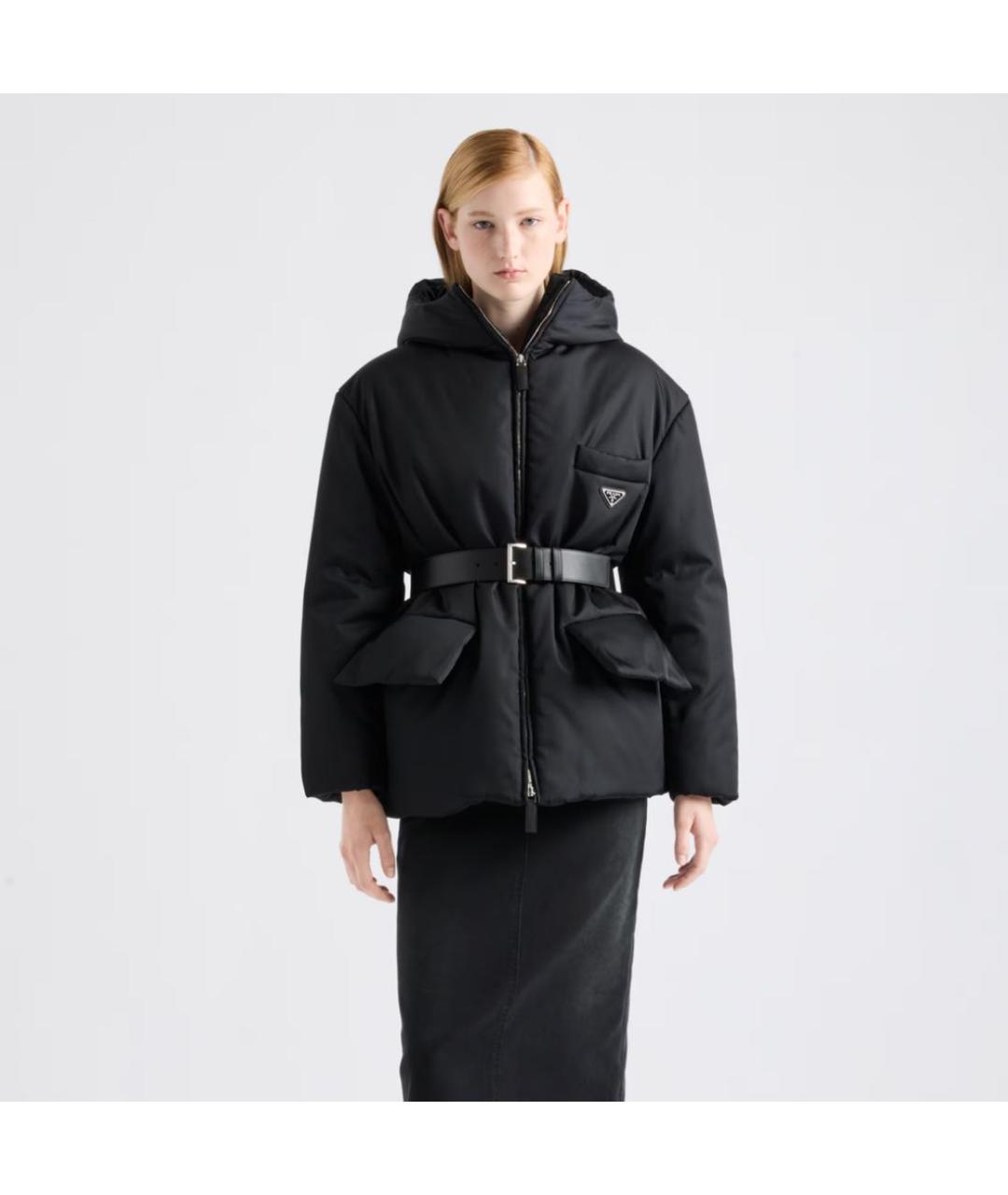 PRADA Черный полиэстеровый пуховик, фото 2